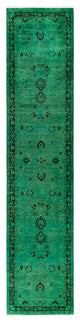 Fine Vibrance, One-of-a-Kind Hand-Knotted Runner Rug Green, 2' 7" x 12' 3"