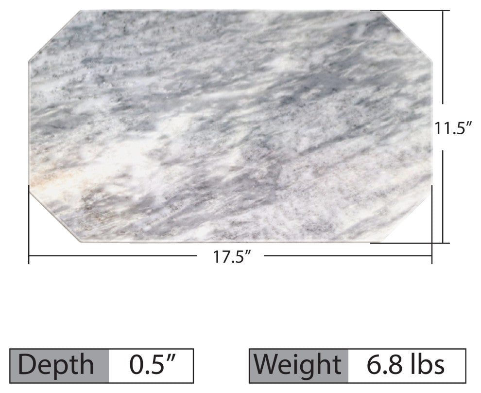 Polished Marble Table Place Mat Badal, Oval Shaped With Gray Finish
