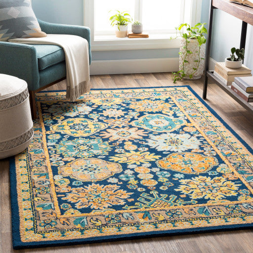 Surya Serafina SRF-2026 8'x10' Rug, Blue/Burnt Orange/Khaki/Teal/Sea Foam/Aqua