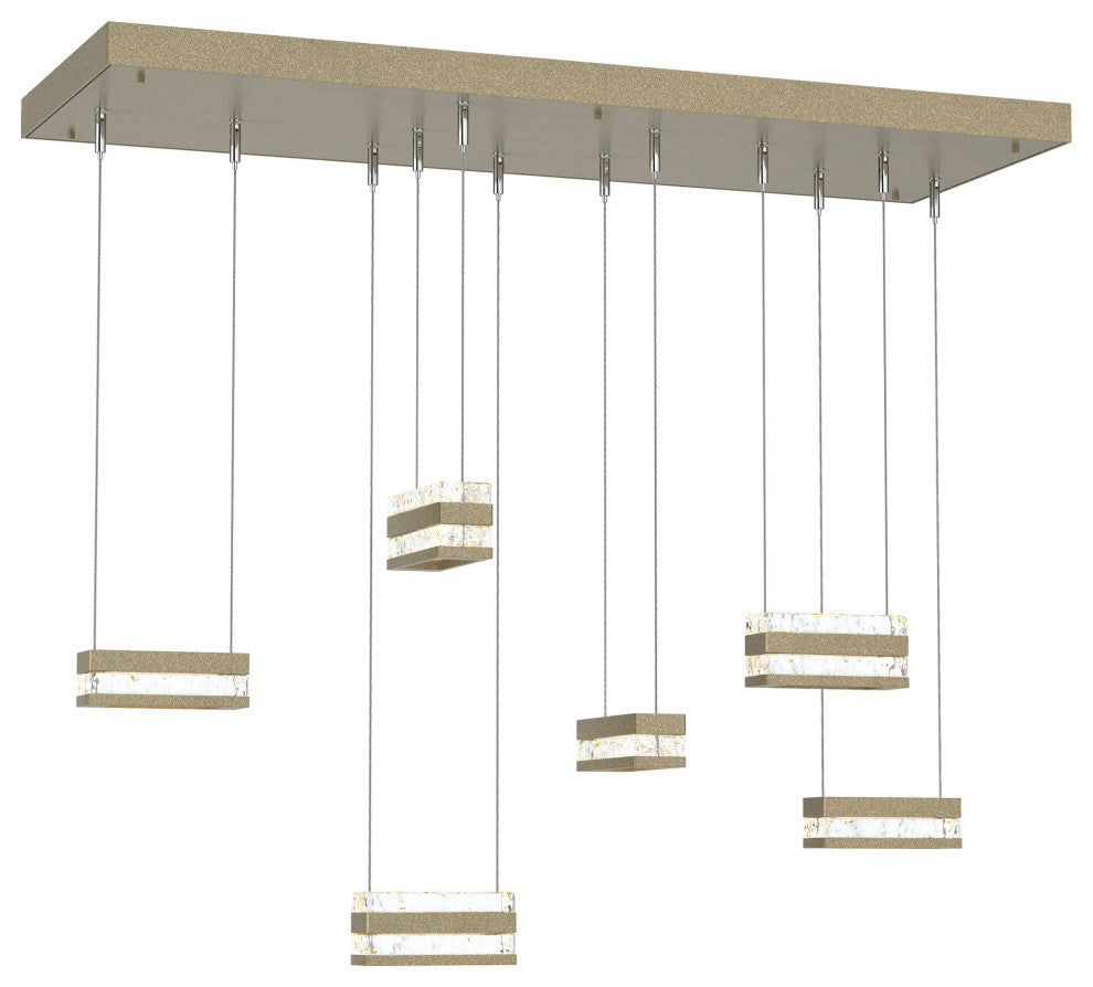 Stacks 6-Light LED Pendant, Soft Gold Finish, Clear Glass