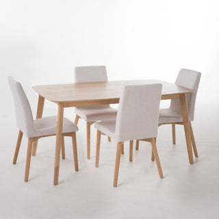 GDF Studio Katherine Mid-Century Modern 5 Piece Dining Set, Oak/Light Beige
