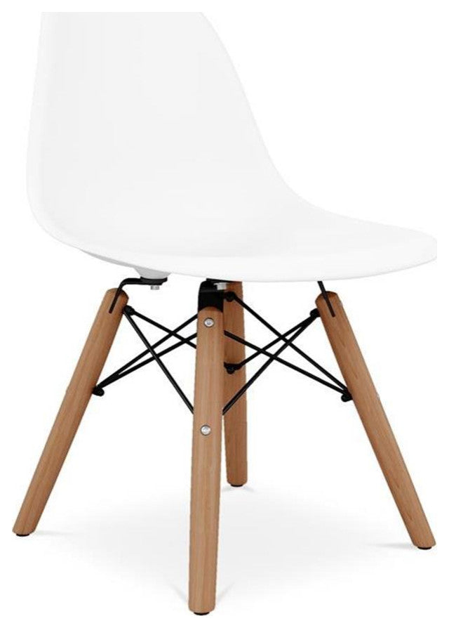 Aron Living 21.75" Plastic and Wood Kids Playroom Chairs in White (Set of 2)