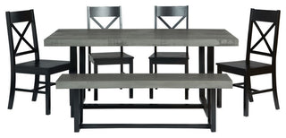 6-Piece Farmhouse Dining Set - Grey/Black