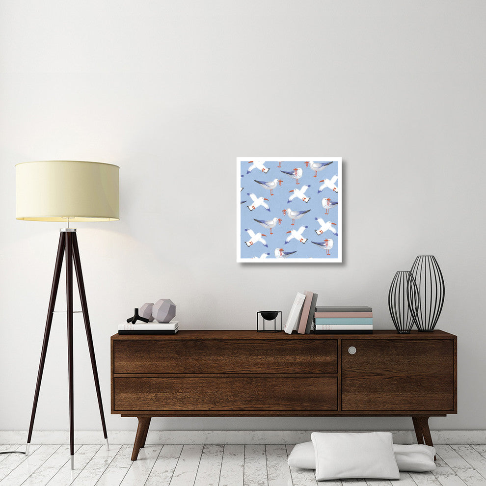 "Coastal Birds Pattern II" Digital Paper Print by Farida Zaman, 26"x26"