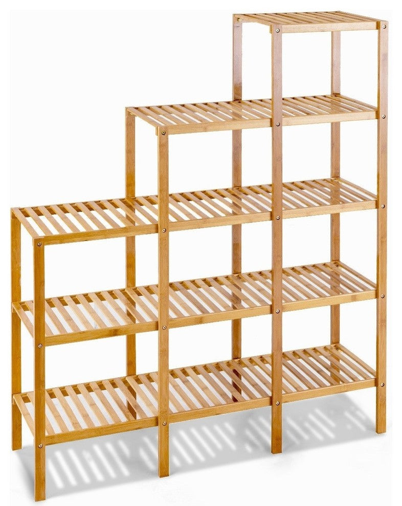 Modern Multi-functional Bamboo Shelf Display Organizer