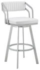Scranton 30" Swivel White Faux Leather and Silver Metal Bar Stool