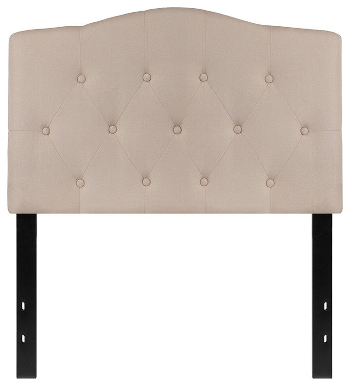 Cambridge Tufted Upholstered Twin Size Headboard in Beige Fabric