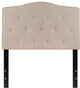 Cambridge Tufted Upholstered Twin Size Headboard in Beige Fabric