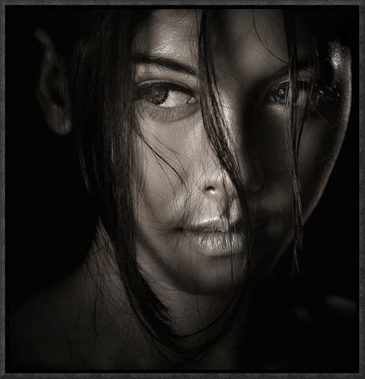 "The Look" Framed Canvas Giclee by Ivan Lee, 16x17"