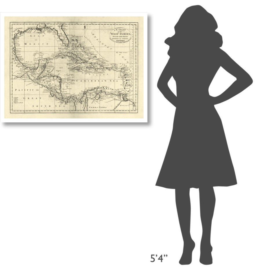 "Chart of the West Indies, 1795" Digital Paper Print by Mathew Carey, 38"x28"