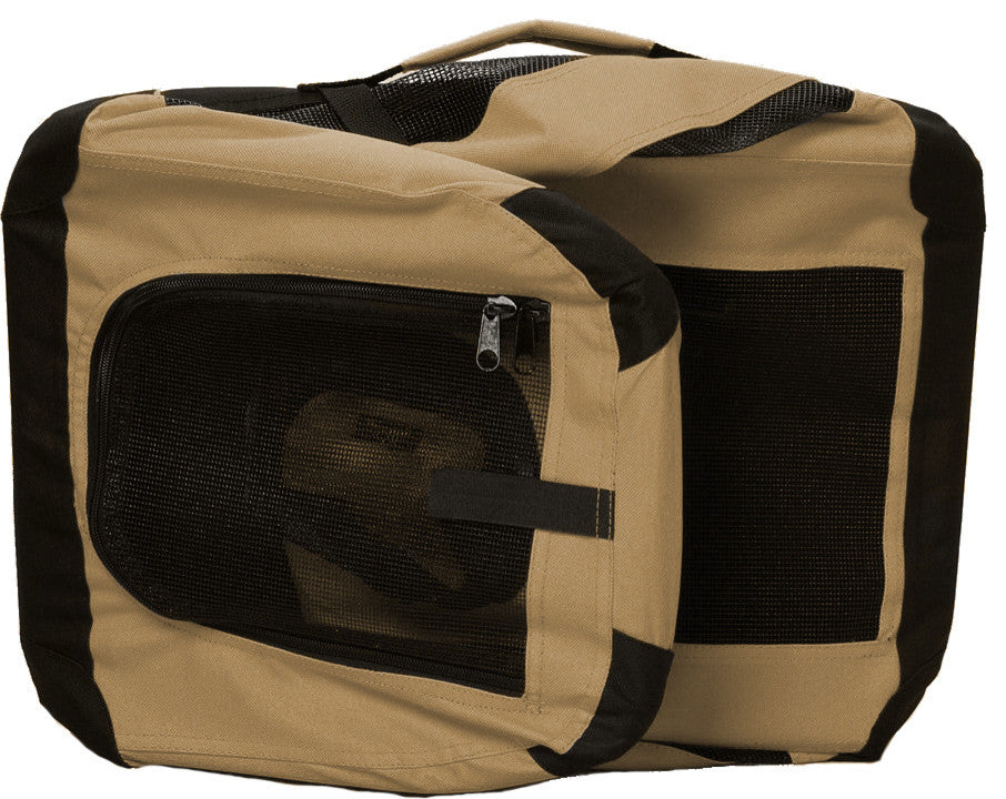 Folding Zippered Vista View House Pet Crate, Khaki, Medium