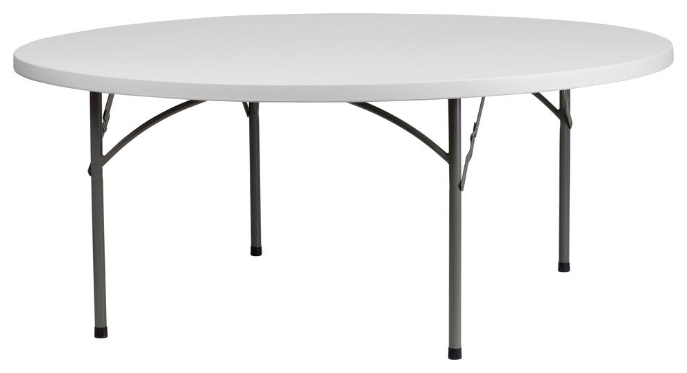 72" Round Granite White Plastic Folding Table