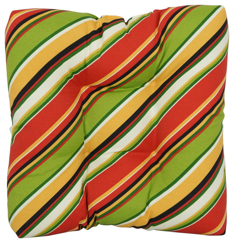 19" Squared Outdoor Tufted Dining Chair Cushions, Set of 2, Browning Garden