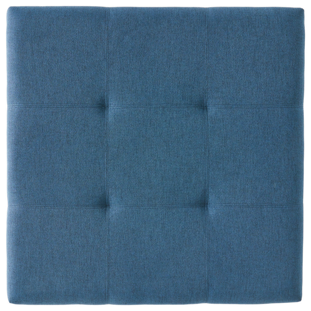 GDF Studio Carlyle Fabric Storage Ottoman, Dark Blue Fabric