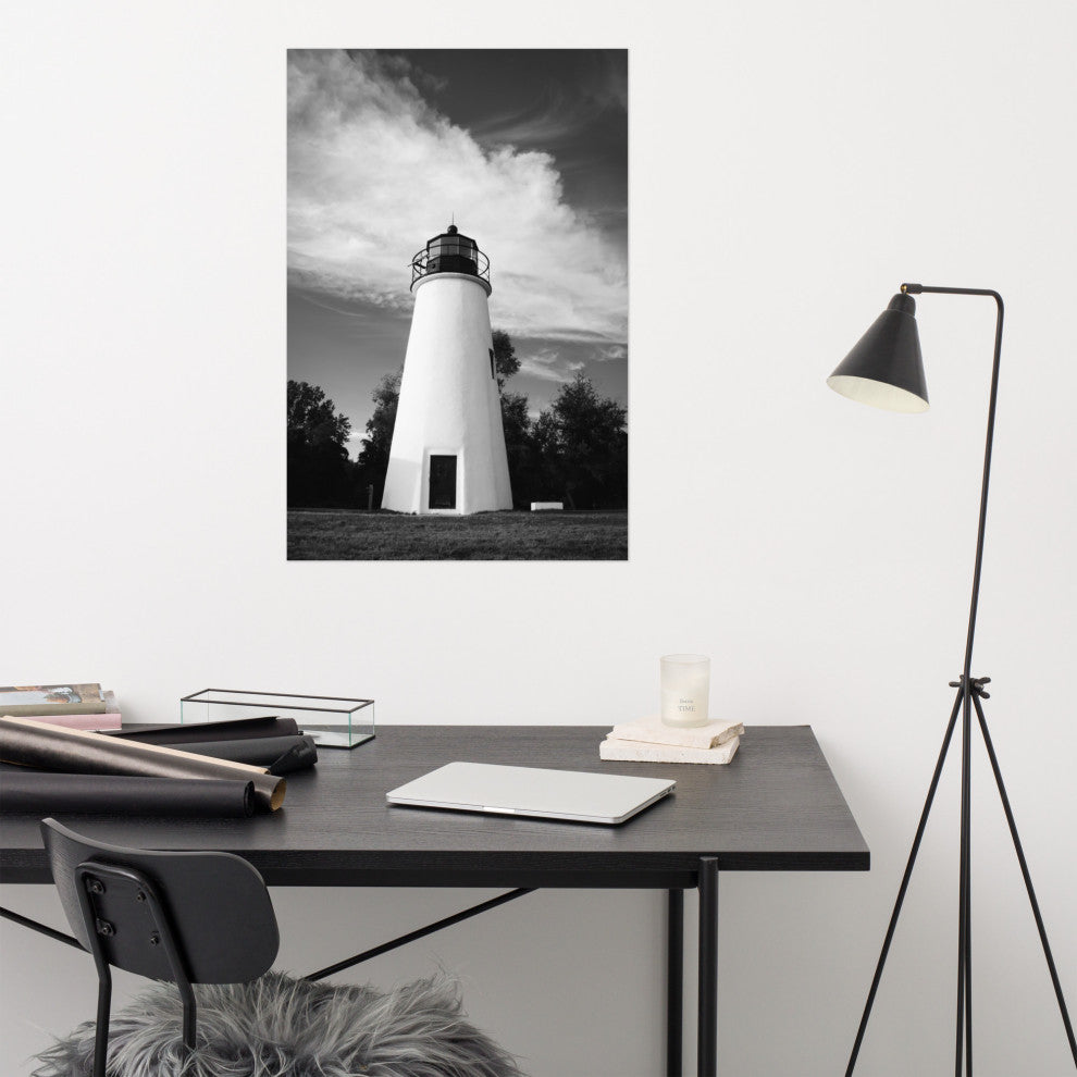 Touch the Sky Landscape Photo, Lighthouse Unframed Wall Art Print, 24" X 36"