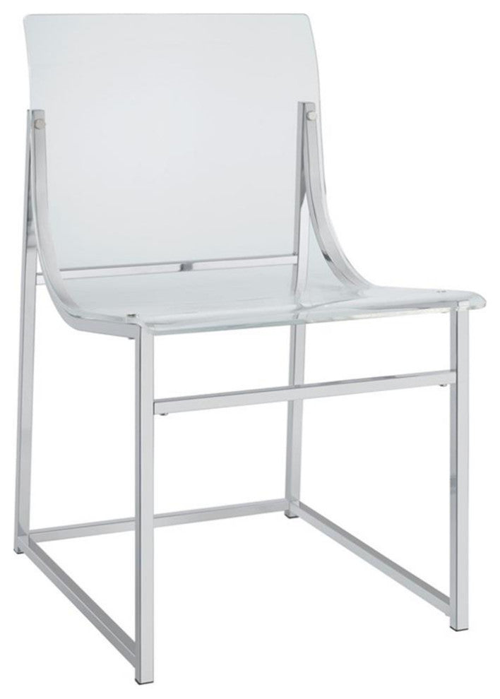 Maklaine 17.75" Modern Metal/Acrylic Dining Side Chair in Chrome