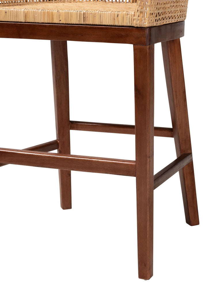 Nannie Natural Rattan Collection, Natural Brown/Walnut Brown, Counter Stool