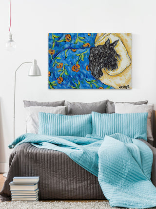 "Scottish Terrier Sleeping" Painting Print on Wrapped Canvas, 60"x40"