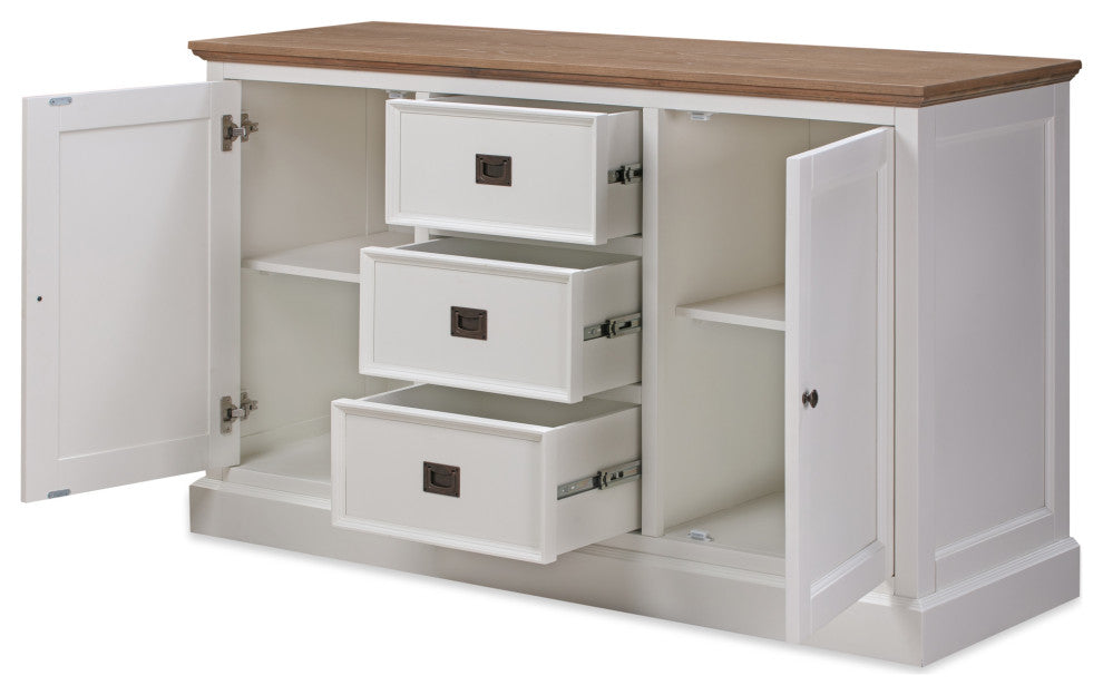 Garwain MDF Mid-century Modern Sideboard White, Grey Oak / White