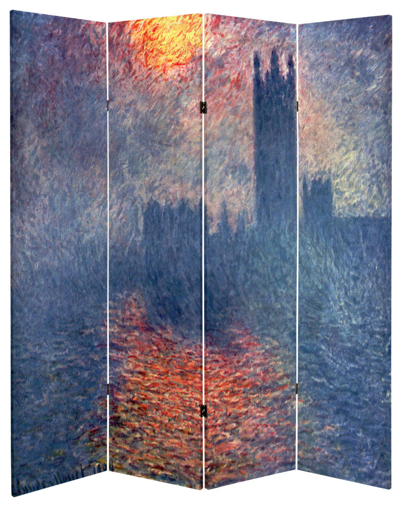 6' Tall Double Sided Works of Monet Canvas Room Divider