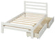 Gewnee Wood platform bed with two drawers, twin in White