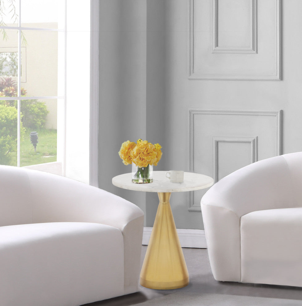 Emery White Marble End Table