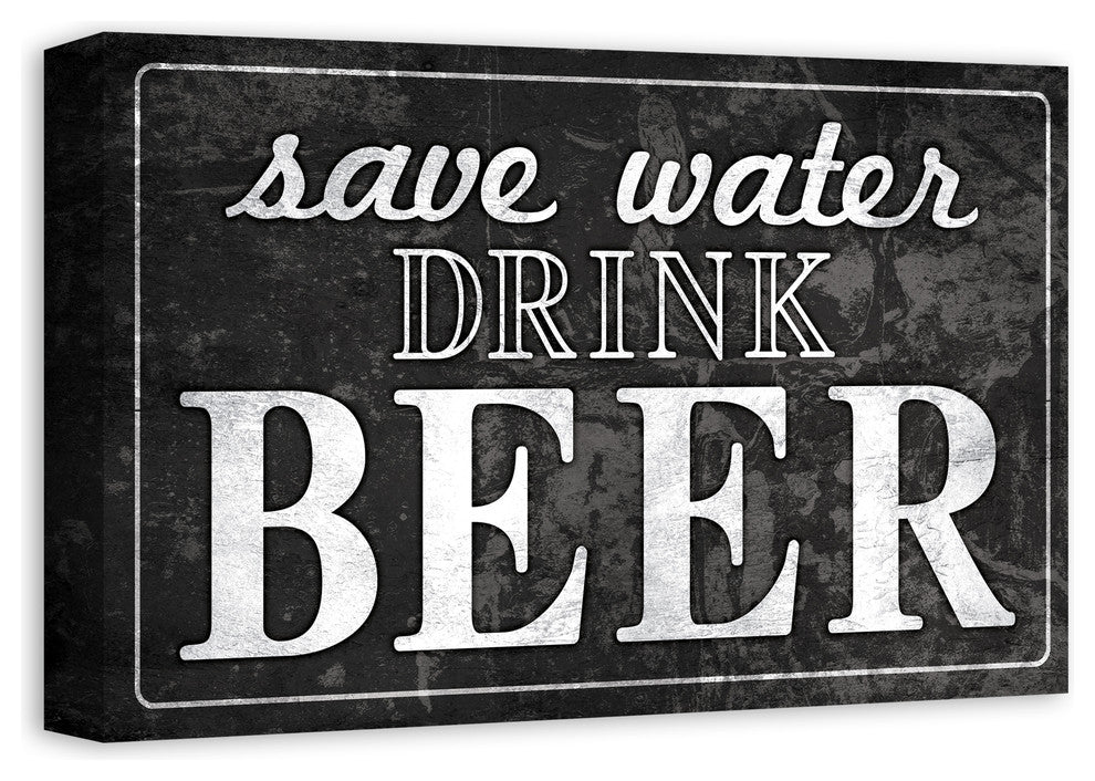 Save Water Drink Beer 12x18 Print on Canvas