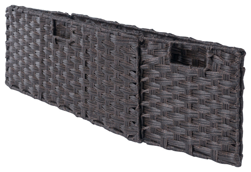 Melanie 3-PieceFoldable Woven Fiber Basket Set, Chocolate