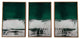 Three Piece Deep Green Black and White Abstract Canvas Wall Art