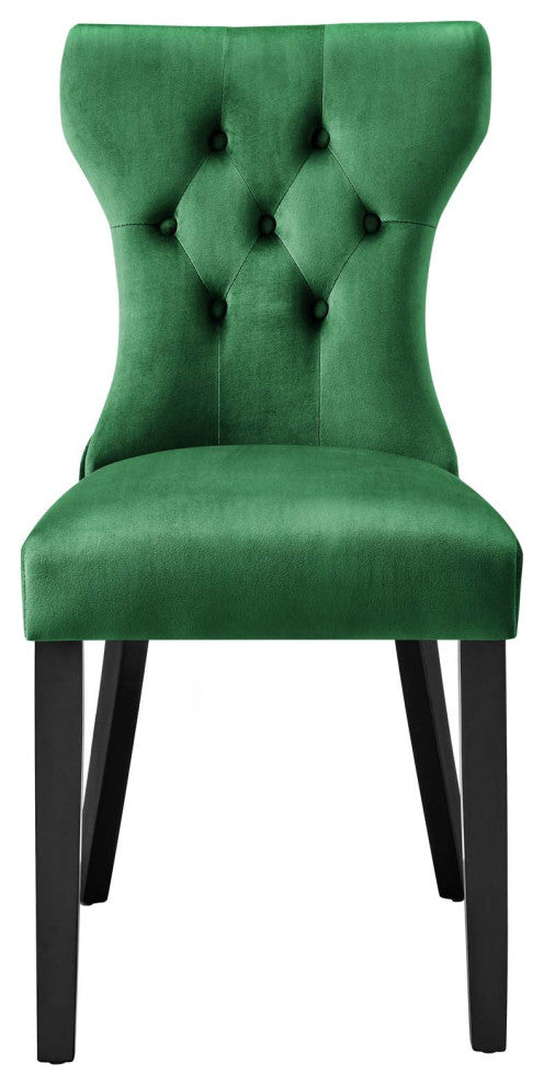 Side Dining Chair, Set of 2, Green, Velvet, Modern, Cafe Bistro Hospitality