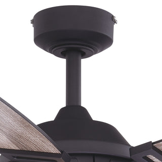 Barnes Matte Black Modern Farmhouse Indoor-Outdoor 54-in. Ceiling Fan Light Kit, Matte Black and Rustic Oak