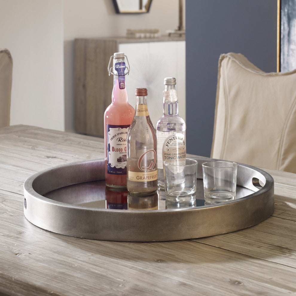 Uttermost Bechet Round Tray, Silver