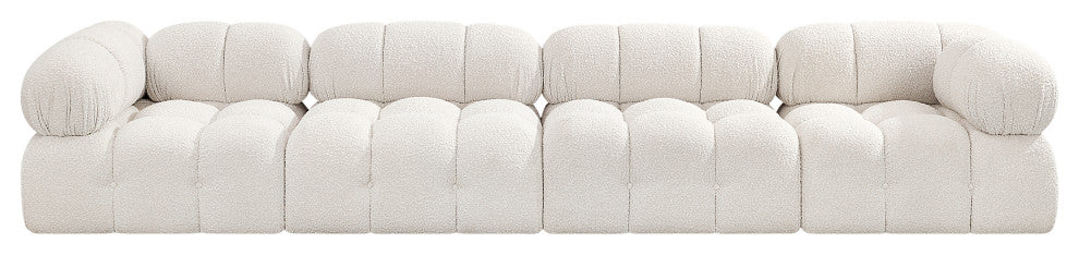 Ames Boucle Fabric Modular Sofa, Cream, 4-Piece: 2 Armless Chair, 2 Corner Chair