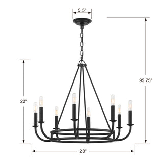 Bailey 8 Light Chandelier in Matte Black