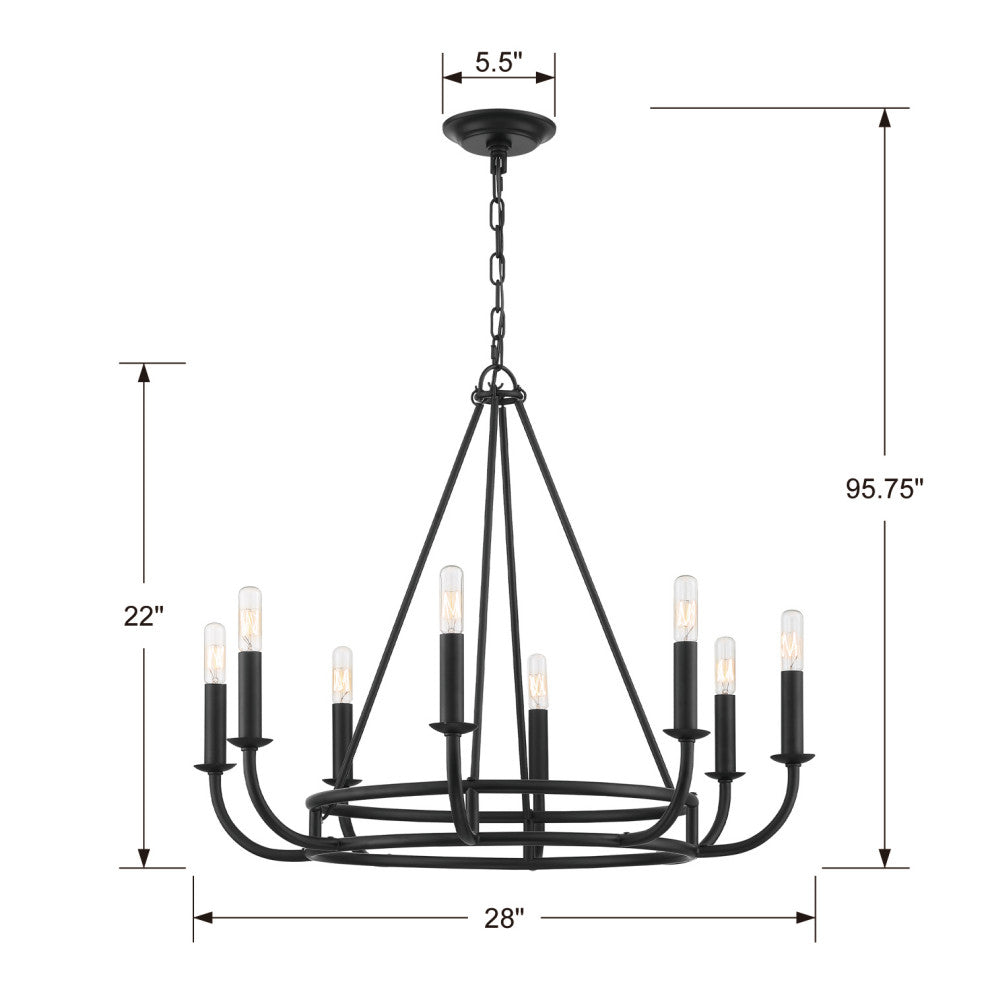 Bailey 8 Light Chandelier in Matte Black