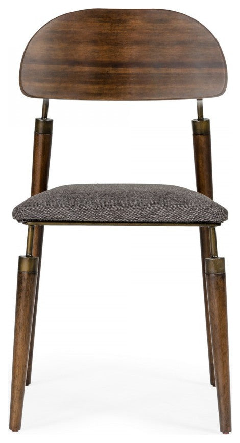 Set of Two Gray Brown Mid Century Dining Chairs