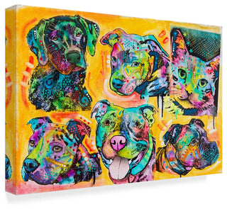Dean Russo '5 Dogs and a Cat' Canvas Art, 47"x30"