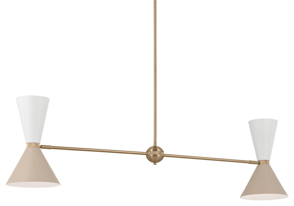 Phix 4 Light Chandelier Linear, Single, Champagne Bronze and Greige