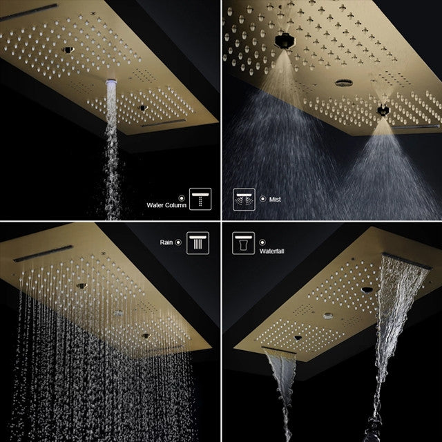LED Mist Shower System With Hand Shower, Style B - Phone Control Light