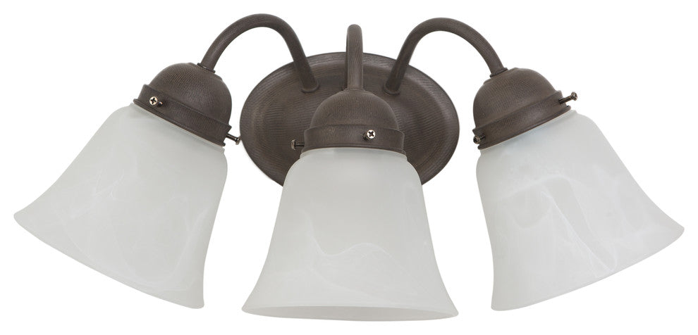 3-Lights Vanity, Dark Brown And Satin Nickel Finish, Dark Brown Frame