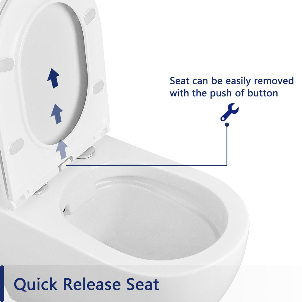 Elongated Wall Mounted Toilet With Concealed In-Wall Toilet Tank