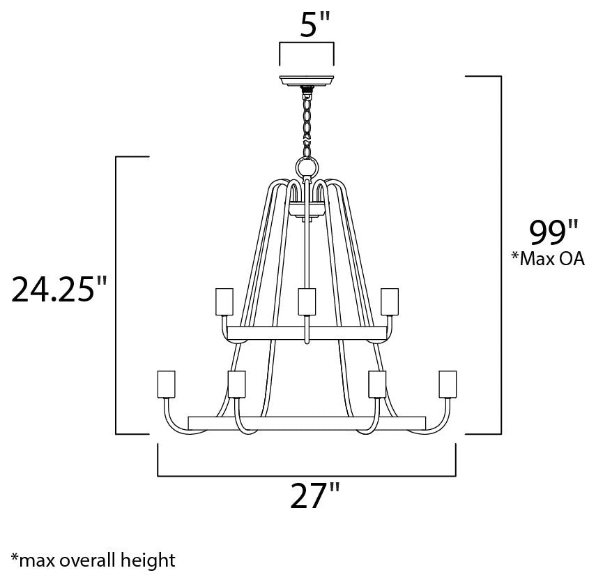 Maxim 11737 Haven 9 Light 27"W Chandelier - Oil Rubbed Bronze / Antique Brass
