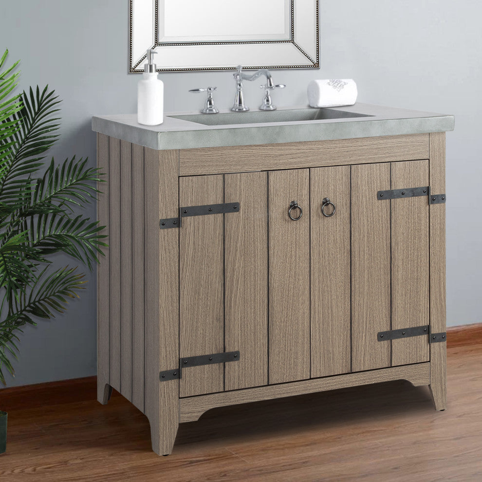 36" Single Bathroom Cement Vanity Top with Sink