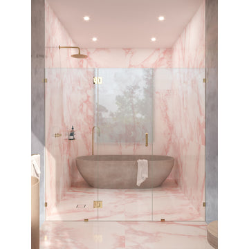 78"x94.5" Frameless 3 Panel Inline Shower Door, Polished Brass