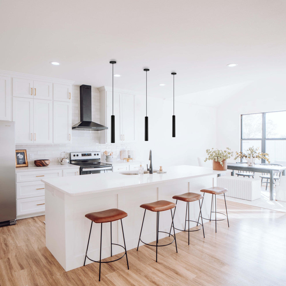 1-Light, 10W LED GU10 Single Tube Pendant, Matte Black