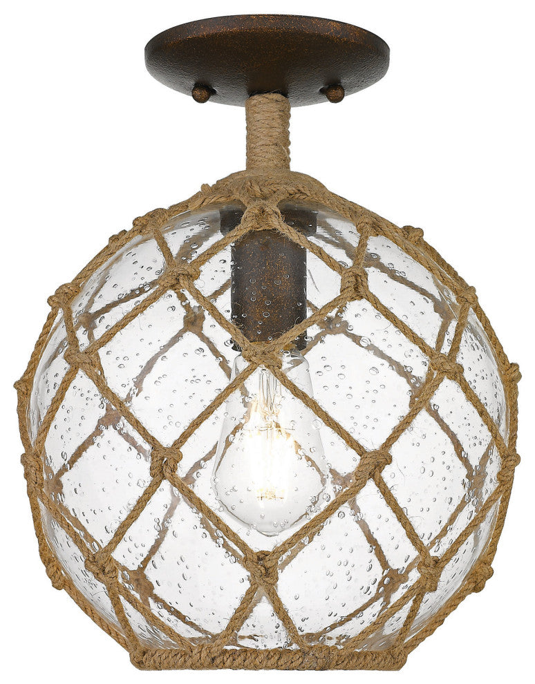 Golden Lighting 1092-SF SD Haddoc 10"W Semi-Flush Globe Ceiling - Burnished