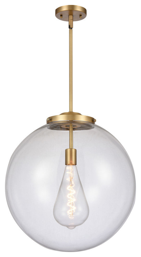 Beacon Pendant, Brushed Brass, Clear, Clear