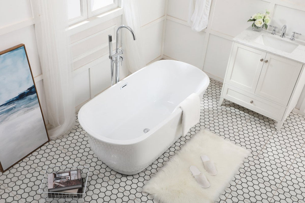 Charlie 59" Soaking Bathtub, Glossy White