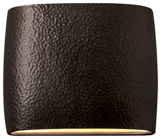 Ambiance ADA Outdoor Ceramic Wide Oval Wall Sconce, Hammered Iron, LED