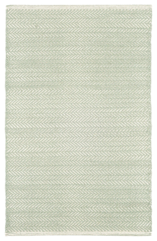 Dash & Albert Herringbone Ocean Handwoven Cotton Rug, Green, 2' x 3'